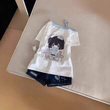 GUFJ 【2026新】アメリカン オフショルダー Tシャツ レディース ゆったり かわいい カジュアル 体型カバー 設計師款 夏 - ホワイト - チェックする 3
