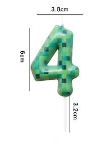 Minecraft 1支我的世界主题数字0-9生日蜡烛，创意派对印花绿色蜡烛 - 彩色 - 查看 6
