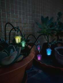 14支迷你装饰花园插牌，发光小景观，盆栽微缩装饰，小型派对工艺品，童话风格微缩场景，魔法花园装饰，万圣节装饰，奇幻主题设计，轻巧耐用，精致标记 - E - 查看 3