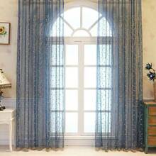 1pc Blue Romantic Fairy Tale Sheer Curtain With Embroidered Aquatic Plants, Soft Lighting Effect, Suitable For Living Room, Bedroom, Balcony, Office, Home Decor, All Seasons - Blue - View 4