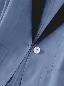 Blazer ligero de verano con cuello de contraste, uso casual/laboral, de 3/4 de manga para mujer - Azul 2 - Ver 8
