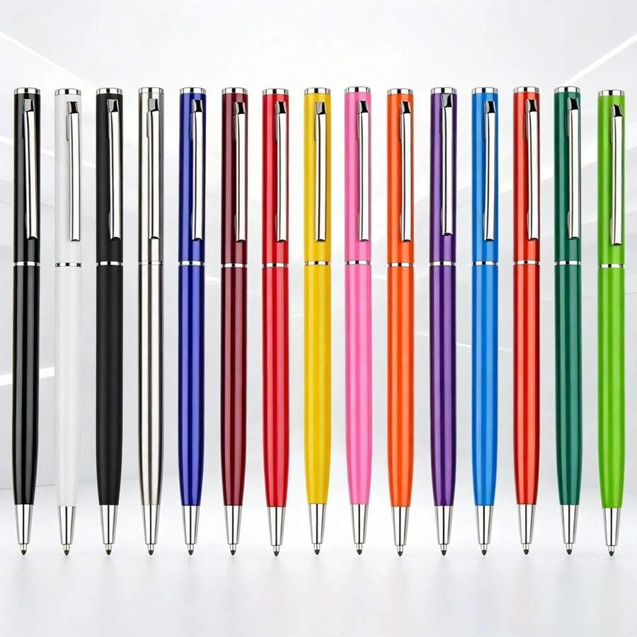 8 Peças Canetas Esferográficas Multicolores de Aço Inoxidável - Conjunto de Variedade Multicolorida. Durável e Resistente, Ponta Média, Núcleo Giratório para Escrita Suave, Perfeito para Escrita de Escritório e Aprendizado Escolar. [Cor Aleatória] Adequado para Estudantes de Volta às Aulas e Presentes para Professores