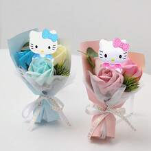 SANRIO 三丽鸥手工仿真玫瑰花，Hello Kitty仿真康乃馨花束，创意母亲节礼物，可重复使用的花束套装，Hello Kitty玫瑰花束，实用教师节礼物，Hello Kitty圣诞节、情人节、母亲节创意花束礼物 - 彩色 - 查看 9