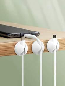 3 kẹp giữ dây cáp để bàn, kẹp tai nghe và cáp sạc, kẹp dây đơn cổng. - trắng - Xem 5