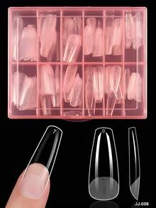 240Pcs Square/Almond/Coffin Nail Tips, Pre-Shaped Acrylic Nail Tips, Semi-Matte Full Cover Nail Tips,Clear Gel Press-On Fake Nails, For Nail Extension, Home DIY Manicure - Multicolor - View 8