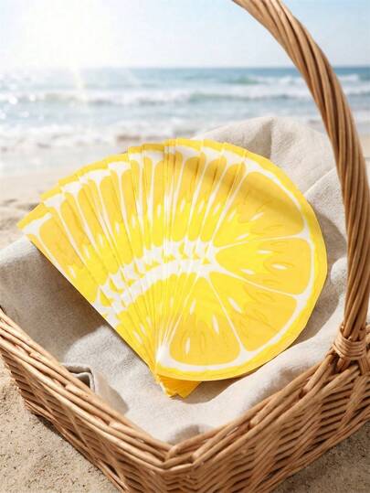 40pcs Lemon Pattern Disposable Paper Napkins, Semi-Circle Orange Square Tissue Paper, Lemon Print Decorative Napkins, Suitable For Outdoor Weddings, Engagement Parties, Personalized Weddings, Summer Tropical Parties, Home Hotels, Wedding Table Decor, Birthday Parties