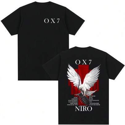 T-shirt de merchandising de l'album Niro OX7 pour hommes et femmes. T-shirt en coton vintage décontracté à manches courtes, mode hip-hop et pop music