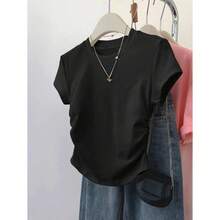 3pcs Women Summer Casual Solid Color Tops, Fashion Minimalist Style, Suitable For Sports, Outdoor, Back To School, Pink, Apricot, Brick Red, Women T-Shirts - 多色-14 - 查看 7