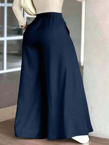 Pantalones anchos y sueltos de estilo casual para mujer, color negro, para primavera - Azul marino - Ver 3