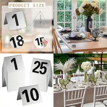 Amyhill 25 piezas de números de mesa de metal aluminio para restaurante, soporte de mesa tipo carpa apilable del 1 al 25, tarjetas de lugar para servicio de alimentos, cafeterías, bares, recepciones - Pago - Ver 1
