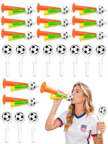 1/2/4pcs Football Fan Cheering Set, Football Horn And Clapper Noise Maker, Suitable For Sports Events, Birthday Parties And Team Spirit, Portable And Lightweight, Football Match Decor, Photo Props, Party Supplies - Multicolor - View 10