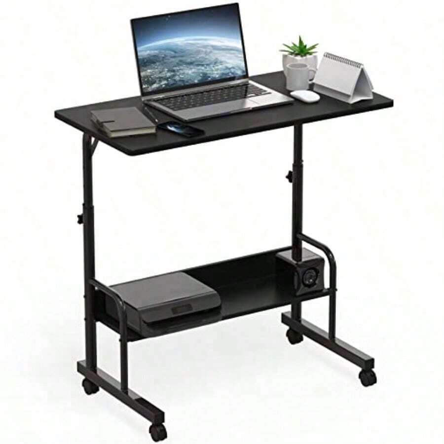 Height Adjustable Mobile Standing Desk Laptop Workstation Walking Pad Treadmill 77 To 102 Black - Black - View 1