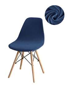 1pc/2pcs Solid Color Velvet Chair Cover, Stretch Slipcover, Nordic Style Vanity Stool, Dirt & Scratch Resistant, Home Decor, Solid Color Backrest Chair Cushion Cover, Suitable For Hotel, Home, Restaurant - Navy Blue - View 11