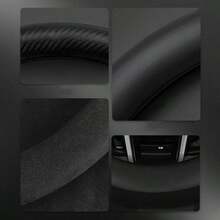 Bộ bọc vô lăng hình bầu dục Hocasen bằng da và da lộn sợi carbon dành cho MG và các dòng xe khác, màu đen, đỏ tía, nâu và mocha. - Hình bầu dục - Xem 9