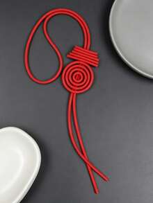 MARLIWOO 1pc Vintage Handmade Geometric Line Hollow Circle Exaggerated Long Necklace For Women - Multicolor - View 9