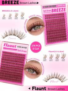 LASH SKYQD 512pcs/480pcs/472pcs/276pcs D Curl Lash Clusters Kit, Bottom/Spike/Mega/Cat/Brown Lashes Volume Wispy False Eyelash DIY Individual Clusters Lash Kit, Kit With Bond&Seal Tweezers, DIY At Home Easily - 黑色 - 查看 7