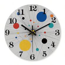 10-16 Inch Colorful Polka Dot Wooden Wall Clock, Battery Operated Silent Non-Ticking Clock For Living Room, Bedroom, Office, (Batteries Not Included), Suitable For Mother's Day, Easter, April Fool's Day - JC0065 - View 2