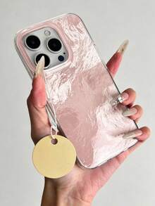 Wave Ripples Luxury Gradient Pink Color Laser Glacial Pattern Phone Case Compatible With IPhone 17 Pro Max 17 Pro 17 Air 16 15 14 13 12 Pro Max 16 Plus 11 Stylish Blingbling Back Bumper Cover - Pink - View 3
