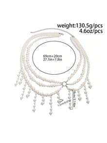 1 mặt dây chuyền tua rua hình học đính hạt ngọc trai giả phong cách Bohemian nhiều lớp, sang trọng & thanh lịch, thích hợp cho kỳ nghỉ, tiệc tùng, đám cưới, trang phục thường ngày, phụ nữ & cặp đôi, ngày lễ, sinh nhật, quà tặng trang sức đa năng - Dây xích thắt lưng - Xem 3