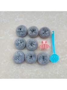 2Pcs Detachable Nano Cleaning Balls, Non-Scratch Pot Scrubber With Long & Short Handle, Kitchen Dish Pot Cleaning Brush - Multicolor Random - View 5