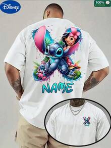 Disney ShirtMen's Custom Stitch & Lilo White Tee, Father's Day Gift For Men,4th Of July, Disney Collaboration - 白色 - 查看 1