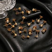 20个304不锈钢18K镀金空白耳钉，扁平耳垫带环耳针，DIY手工珠宝制作配件 - 耳環 - 查看 3