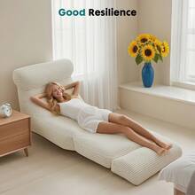 Folding Sofa Bed, Modern Convertible Foldable Sleeper Chair, Comfy Leisure Floor Couch With Back Support For Living Room Bedroom Apartment Small Indoor Space - White - View 4