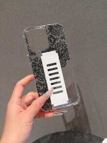 1pc Transparent Shockproof TPU Silicone Phone Case With Detachable Wrist Strap, UV Printed Lace Floral Pattern, Suitable For IPhone 7/8/7 Plus/8 Plus/X/XS/XR/XS Max/11/11 Pro/11 Pro Max/12/12 Pro/12 Pro Max/12 Mini/13/13 Pro/13 Pro Max/13 Mini/14/14 Pro/14 Pro Max/14 Plus/15/15 Pro/15 Pro Max/15 Plus/16 Pro Max/17 Pro Max - Multicolor - View 5
