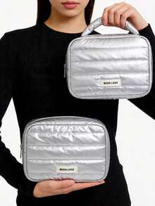 1pc Y2K Style Glossy Rhombus Pattern Digital Organizer Bag, Large Capacity Multi-Functional, Customizable Inner Compartments. Electronic Accessories Travel Storage Pouch, Multi-Layer Zipper Pockets For Cables, Hard Drives, Power Banks, Suitable For Business Travel - Multicolor - View 10