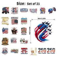 21 Pieces UV DTF Transfer Stickers Cup Wraps Decals Waterproof Transfer Paper For 16oz Glass,   Flag Stars And Stripes Red White And Blue Patriotic Cat Truck   Happy July Usa Independence Day 250 Years Freedom Blessings Chuck's Pearls Sunglasses Eagle Cross  Heritage , Perfect For Glass Cups, Mugs, And Thermoses, - A - 查看 7