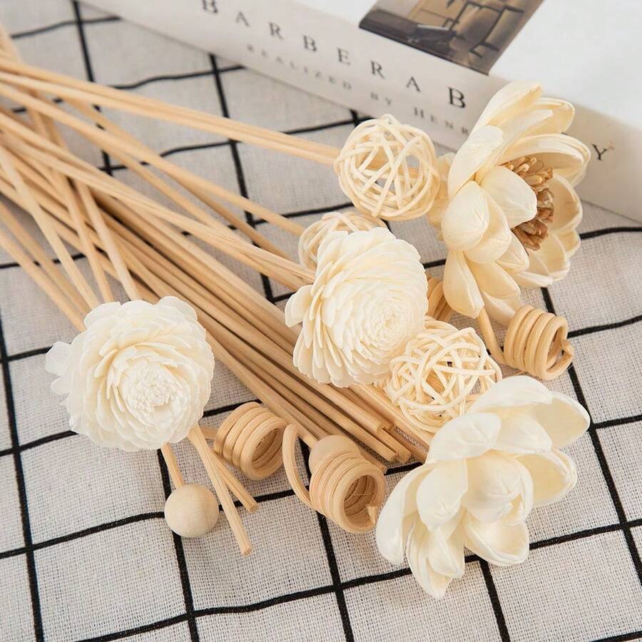 32 Buah Stik Diffuser Aromaterapi Aneka Gaya dengan Kombinasi Bunga, Aksesori Dekorasi Rumah, Stik Diffuser Berbentuk Kreatif, Cocok untuk Dekorasi Rumah DIY, Dalam Ruangan, Hotel, dan Hadiah - 32 buah - View 1