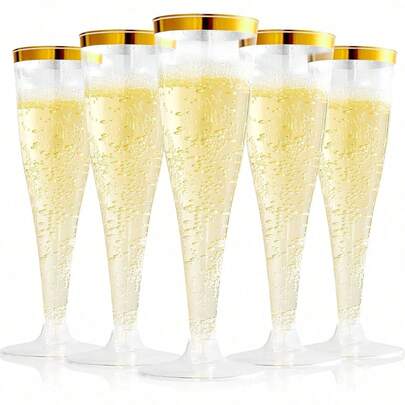 50只优雅鸡尾酒杯、香槟杯、果汁杯、冰淇淋杯、奶昔杯、甜点杯，适用于婚礼、周年纪念、情人节、生日、派对、圣诞节、酒吧、聚会等场合，塑料材质。
