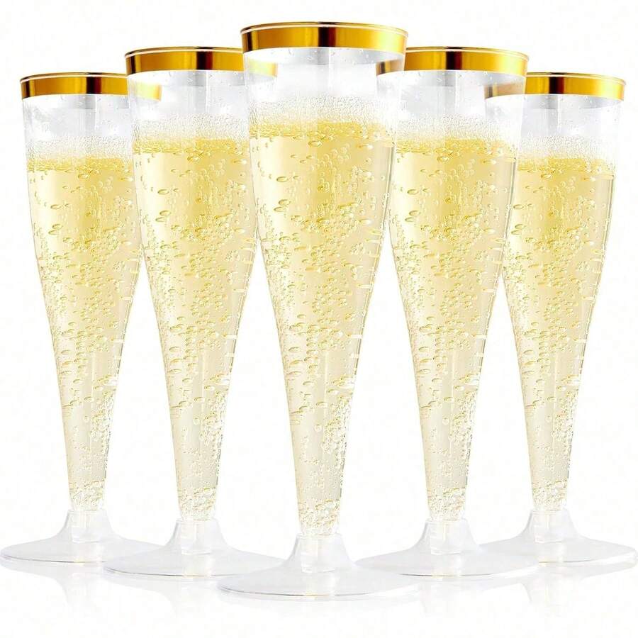 50只优雅鸡尾酒杯、香槟杯、果汁杯、冰淇淋杯、奶昔杯、甜点杯，适用于婚礼、周年纪念、情人节、生日、派对、圣诞节、酒吧、聚会等场合，塑料材质。