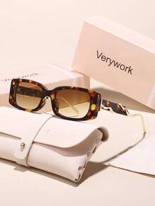 Verywork 1件装女士方形全框休闲优雅酷炫T台新款复古品牌设计时尚眼镜，适合户外休闲活动、热带海滩度假、夏季假日、婚礼、音乐会、约会等场合佩戴，时尚配饰 - 彩色 - 查看 4