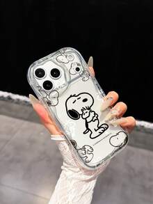 Miniso Casing Ponsel Snoopy Transparan dengan Tepi Bergelombang, Kompatibel dengan iPhone 17 Pro Max, 17, 16 Pro Max, 15 Pro Max, 16 Pro Max, 14, 13, 12, 11, 14 Pro, 15 Plus, 12 Pro, 16 Plus, Motif Kartun Lucu - MultiWarna - View 3