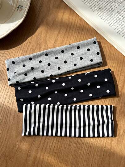 Set de 3 diademas deportivas de moda para mujer, estilo retro de lunares, diademas deportivas absorbentes del sudor, adecuadas para fitness, correr, yoga, accesorio de cabello casual, decoración de peinado diario, versátil