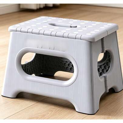 9 Inch Folding Step Stool , 600 Lbs Capacity, Non-Slip Surface & Carry Handle For Kitchen Bathroom