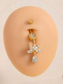 Fashionable Personalized Petal Belly Button Ring, Suitable For Daily Wear And Activities - Silver - View 1