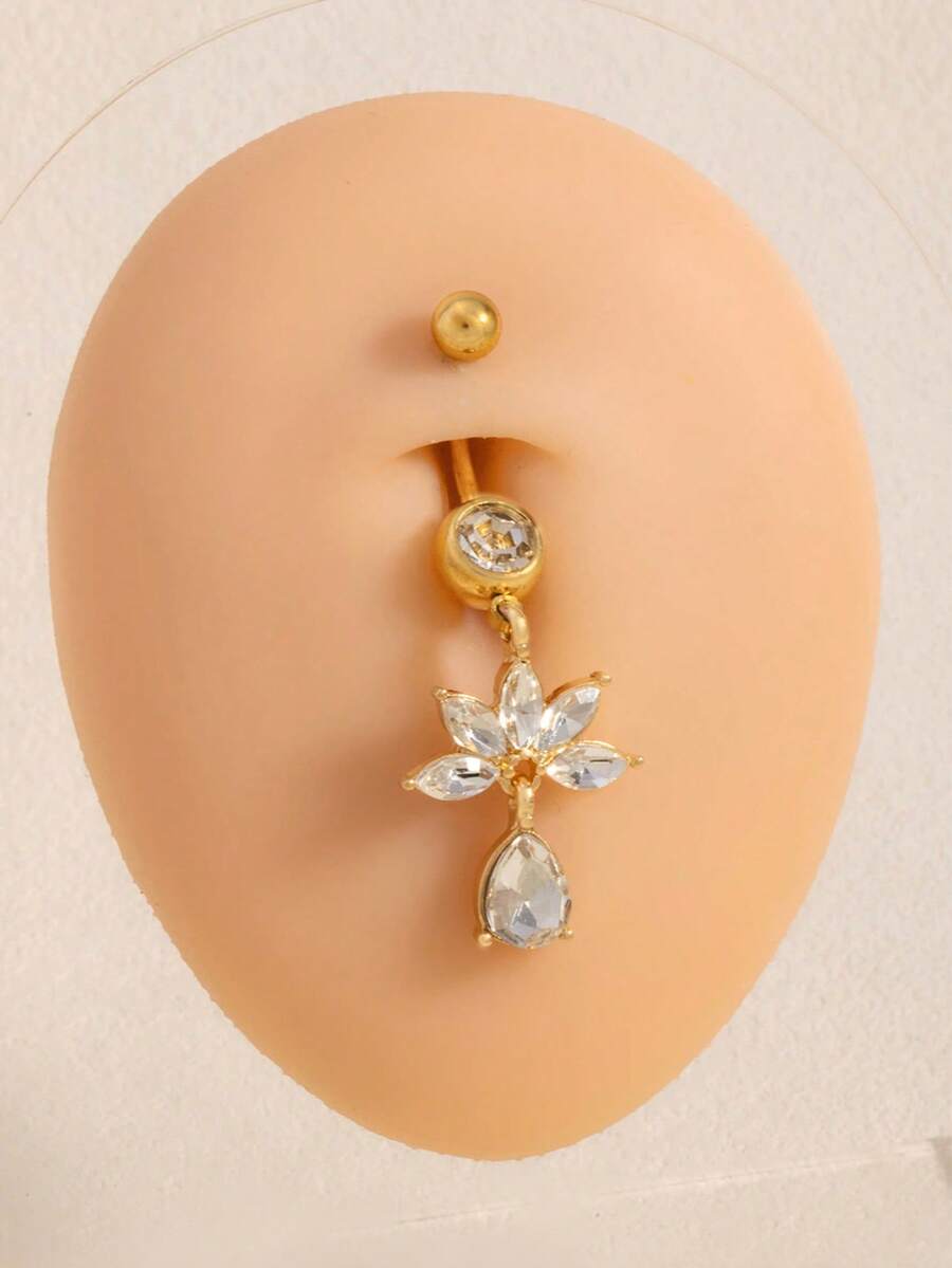 Fashionable Personalized Petal Belly Button Ring, Suitable For Daily Wear And Activities - Silver - View 1