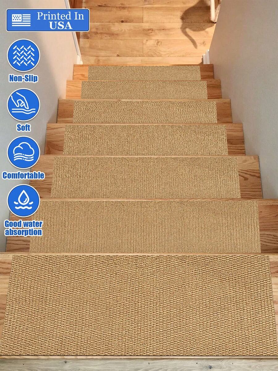 Small Diamond-Shaped Weaving Texture PatternNon-Slip Stair Tread Pads Runner Rugs,Aisle Runners, Suitable For Indoor Stair Safety, Designed For Steps, Featuring Non-Slip, Absorbent, Quiet Walking, Easy To Clean, Suitable For All Seasons,Available In Various Sizes,And Aesthetically For Various Scenarios.Using 2D Digital Printing Technology Floor Mat, Suitable For Shopping Centers, Patio ,Restaurants, Bathrooms, Laundry Room, Stairwell Passage,CafesFor Floor Staircase Decoration.Suitable For Him/Her, Family Members, Boyfriend/Girlfriend, Father/Mother, Lover, Daughter/Son, Grandfather/Grandmother, Teacher, Doctor, Nurse, Friend, Classmate, Pet. Can Be Used As Birthday Gifts, Household , Wedding , Souvenirs, Daily , Anniversary, Valentine's Day, Thanksgiving, Graduation Season, Christmas, Halloween, Mother's Day, Father's Day, Wedding, New Year Gift Decorations Staircase Carpets. - Kiểu 1 - Xem 1
