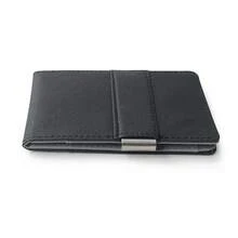 Korean Style Wallet Men's Cross Pattern Short Wallet Stainless Steel Money Clip Credit Card ID Card Holder PU - 藍色 - 查看 4