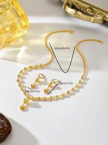 Bộ 3 món trang sức mặt dây chuyền hình trái tim đính hạt sang trọng tối giản, thích hợp làm quà tặng cho nữ, dịp lễ, đám cưới, tiệc tùng, quà Ngày của Mẹ. - Vàng - Xem 6