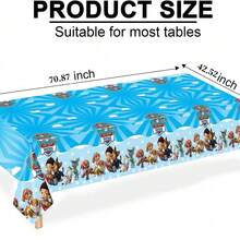狗主題派對用品，一次性桌布，無需清潔，使用方便。卡通桌布，節日派對，狗主題桌布營造氛圍 - 彩色 - 查看 7