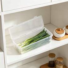 Caja de almacenamiento de alimentos transparente rectangular, recipiente de plástico hermético para el refrigerador para cebolletas, ajo, verduras, fideos, pasta, organizador de cocina apilable con tapa, recipiente de almacenamiento a prueba de olores para el refrigerador, caja de conservación de alimentos de uso múltiple para el hogar y la cocina - Multicolor - Ver 4