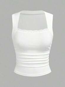paquete de 3 Tops de tirantes para mujeres con cuello cuadrado acolchado, sin sujetador, ajuste delgado - Multicolor 3 - Ver 5