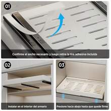 Juego de 2 Organizador de Gabinete Extraíble, Expandible 32-52 Cm Cajones Deslizantes de 42 Cm de Profundidad para Gabinetes de Cocina Estante Extraíbles con Película Nano Adhesiva para Ollas - Blanco - Ver 7
