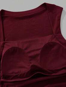 paquete de 3 Tops de tirantes para mujeres con cuello cuadrado acolchado, sin sujetador, ajuste delgado - Multicolor - Ver 11