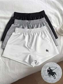 Shorts bordados para mujer, shorts casuales de playa para primavera/verano - Negro - Ver 4
