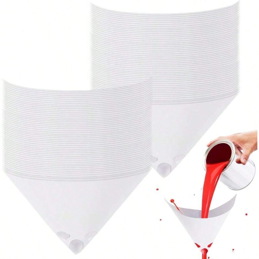 100PCS Paint Strainers Paper Cone Paint Mixing Cup Strainer Fine Mesh Filters Funnel Disposable Spray Gun Sprayer Accessories Automotive Body Repair Paint Tools Equipment - Standard Size + 100 - View 1