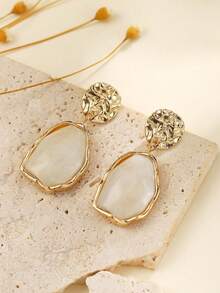 1 Pair Bohemian Luxury Resin Minimalist Classic Versatile Earrings - Beige - View 2